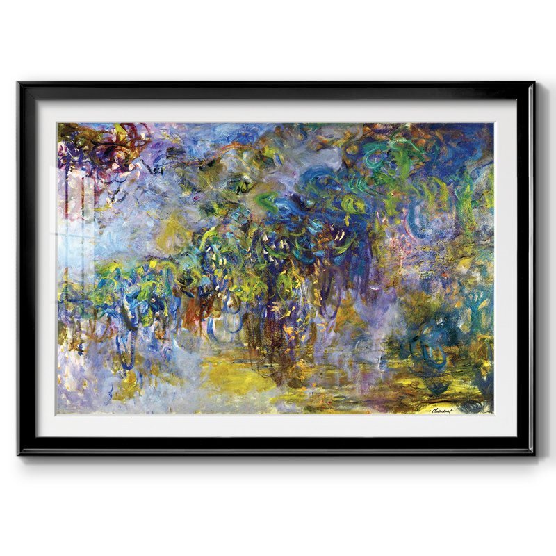 Wisteria [2], reproduction encadrée sur papier par Claude Monet, Noir, H 19 po x l 27 po x P 1,5 po