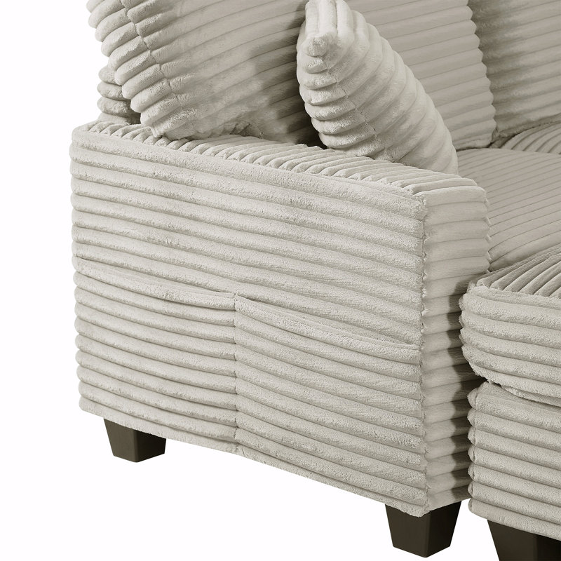 Canapé modulaire en forme de U Canapé modulaire rembourré en L de 125,2 po avec repose-pieds mobile et poches de rangement latérales pour le salon, taupe clair