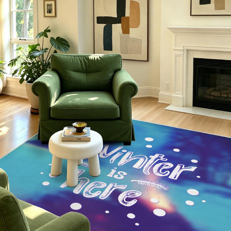 Tapis d'intérieur blanc lavable à la machine, avec motif de feu, de neige et de dessins., Rectangle 39 po x 63 po