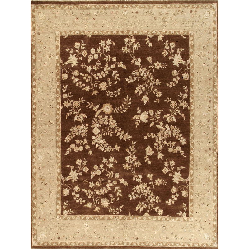 Hand Knotted Oriental Area Rug in Brown/Beige, Rectangle 11' x 18'