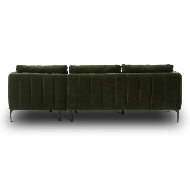 Ensemble de salon rembourré 3 pièces Rae, Orienté à droite, Vert militaire