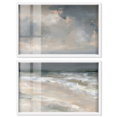 Décoration murale côtière Fading Coast I Shadowbox par Art Remedy, ensemble de 2