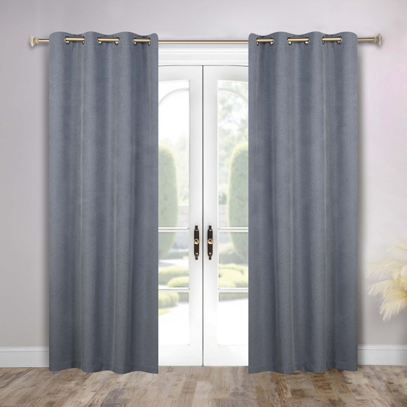 Paire de rideaux unis obscurcissant 100% lavable à la machine, L 52 po x L 84 po, Gris