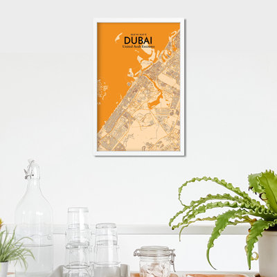 Dubai City Map in Vintage 1 Piece Wall Art