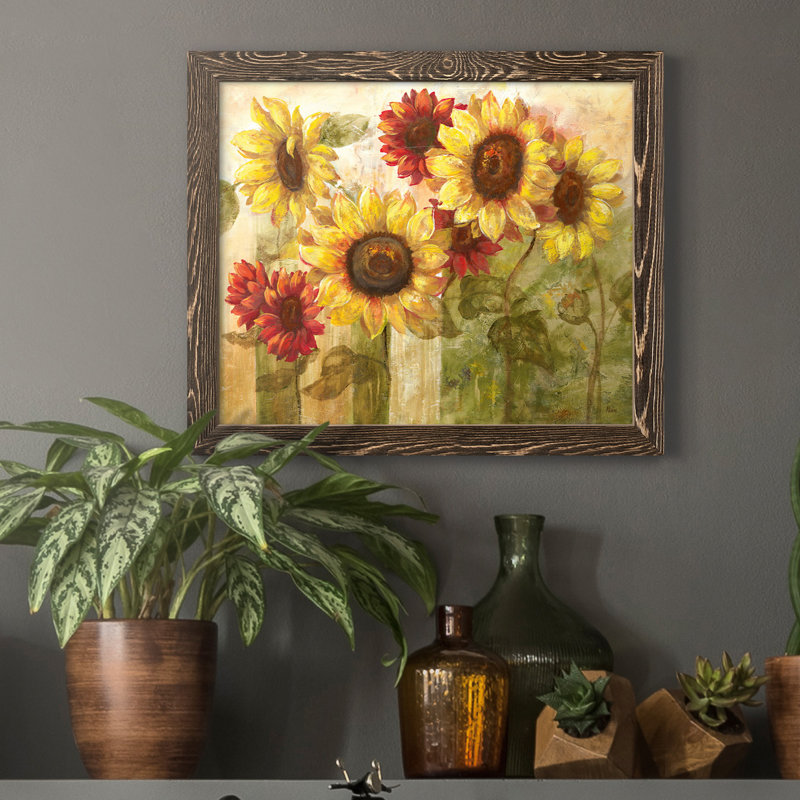 " Sunflower's Delight " Painting Print, Walnut, 17" H x 20" W x 1" D