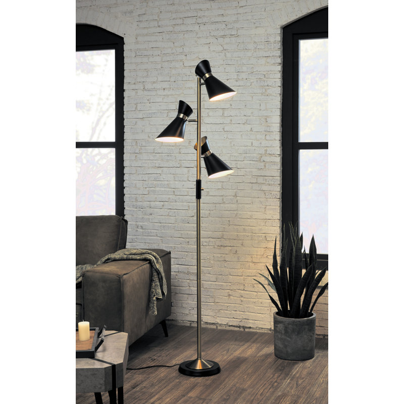 Aydyn 70'' Tree Floor Lamp, Antique Brass/Black