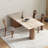 6 - Person Beige+Nut-brown Rectangular Solid Wood Sintered Stone Tabletop Dining Table Set
