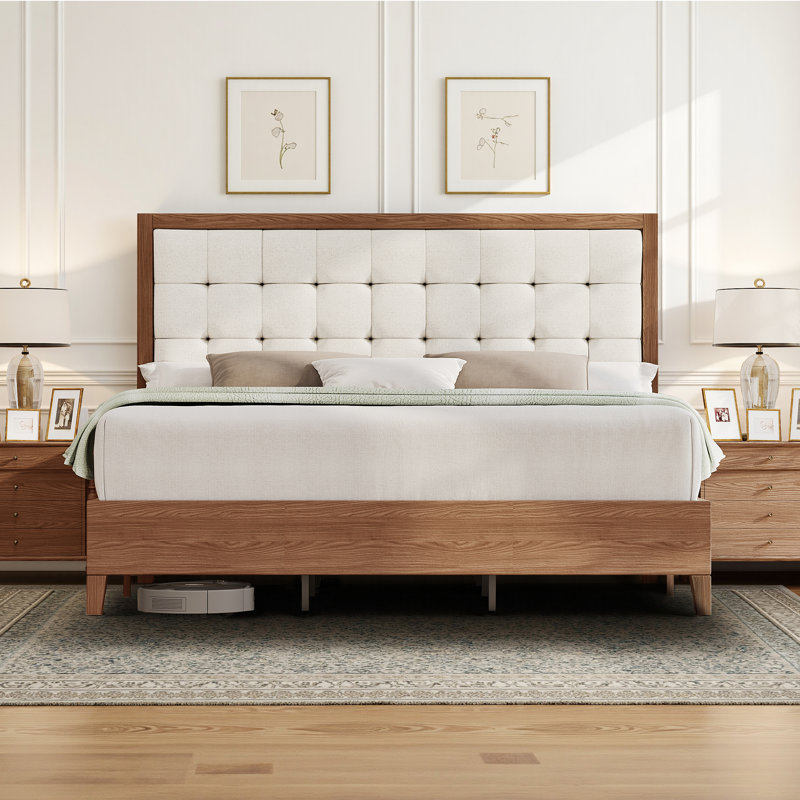 Behka Upholstered Bed, Queen, Brown