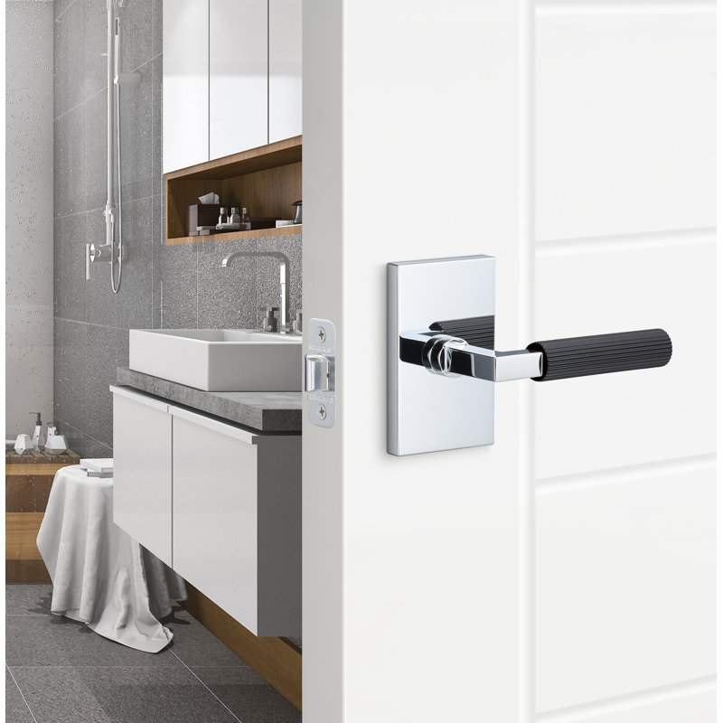 Levanto Passage Rosette, Straight Knurled Grip, Satin Brass/Satin Nickel