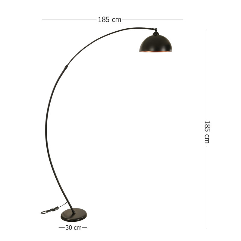 Lampe sur pied ajustable noire avec corps en métal, 73,0 pouces | Peinture électrostatique séchée au four, douille E27 (40 W maximum) | Design scandinave moderne et industriel, parfait pour le salon, la chambre à coucher et le bureau