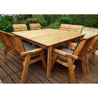 Frazier 8 - Person Wood Patio Dining Set with Square Table , Cushions Included