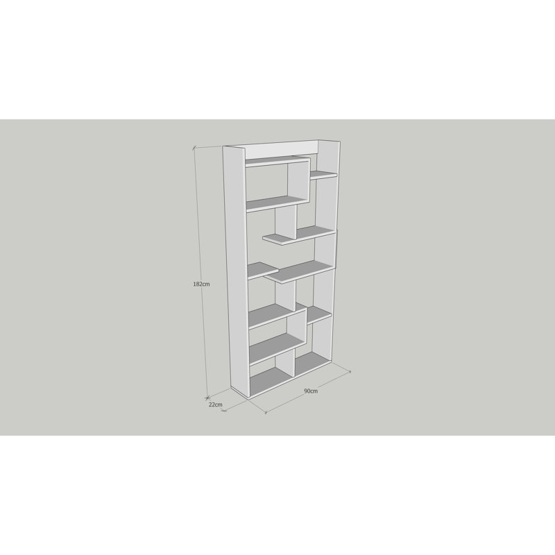 Modern White Bookshelf with Numerous Shelves, 35.4 x 71.7 x 8.7 Inches | 100% Melamine Coated Particle Board, Thickness: 0.7 Inches | Wall-Mountable Design for Stylish Storage & Display in Home or Office