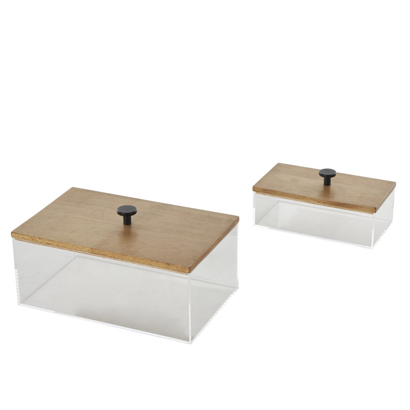 Ensemble de 2 boîtes décoratives Simmone, H 4,9 po x l 9,45 po x P 6 po