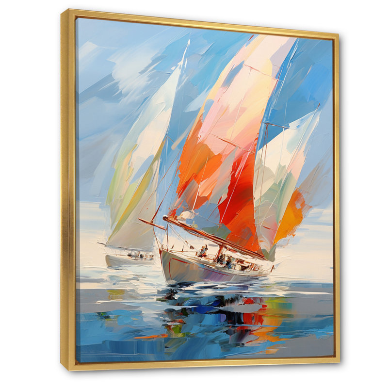 Fresin voilier abstrait, vents I - Bateau à voile, reproduction d'art sur toile encadrée, H 32 po x l 24 po x P 1 po