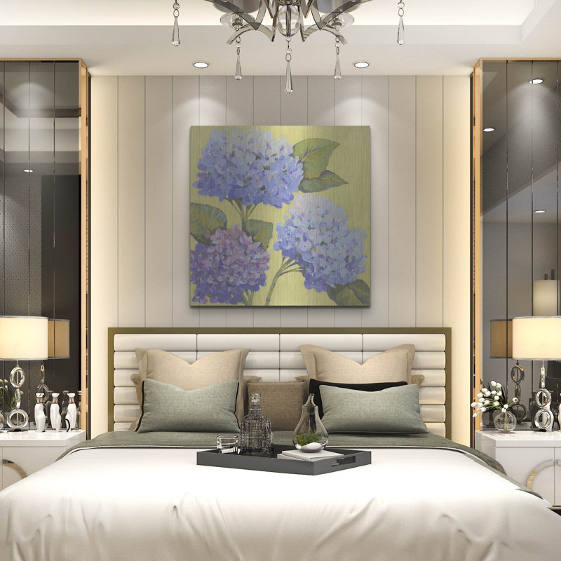 «Spring Hydrangeas II» par Tim O'Toole, art mural en métal, H 36 po x l 36 po