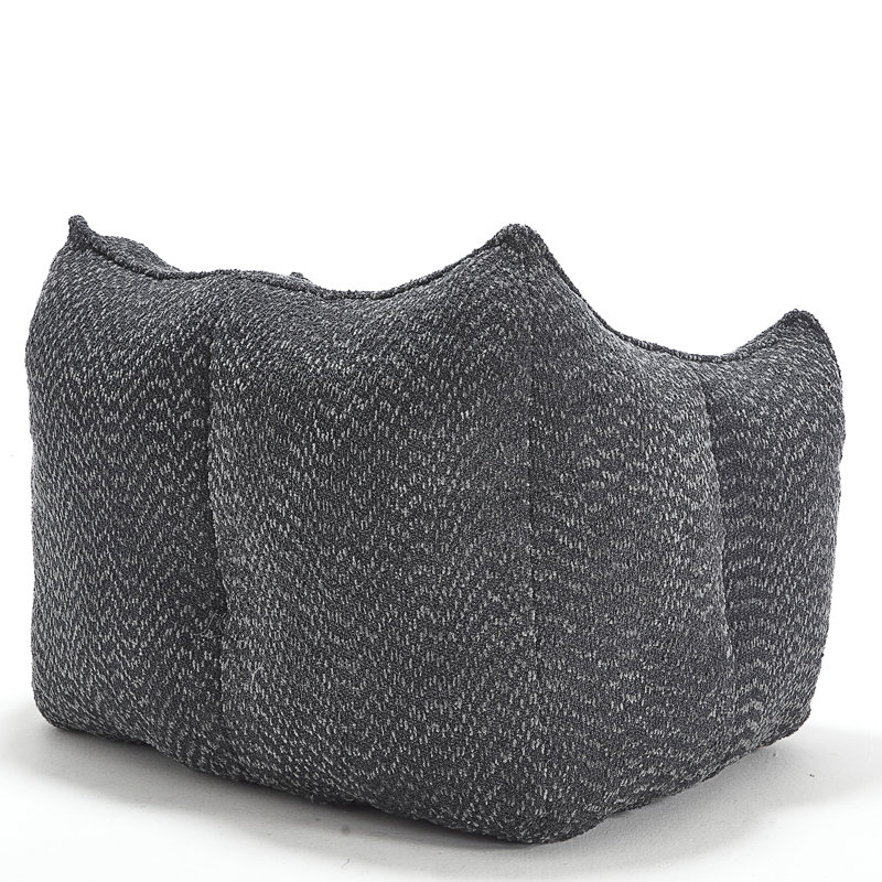 Thaloria Bean Bag Chair Lazy Sofas, Black Chenille, 30.7" H x 47.2" W x 36.2" D