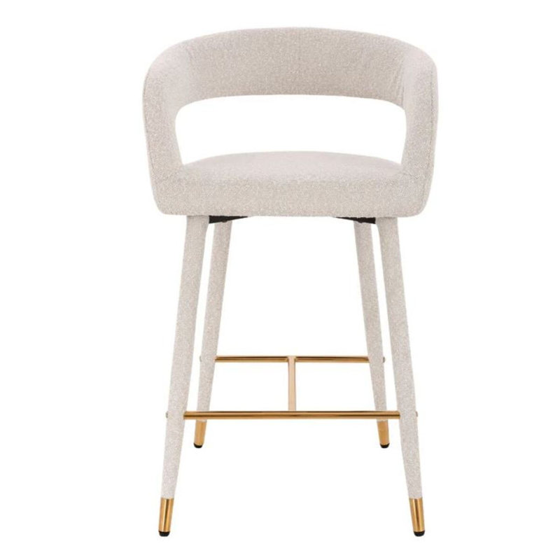 Tabouret Damian, Blanc, Blanc / or