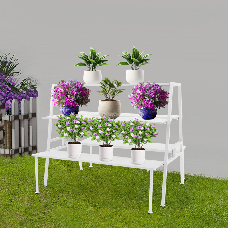 Multi-use Metal Made Double Side Retail Or Home Shoe Handbag Plant Display Stand, White