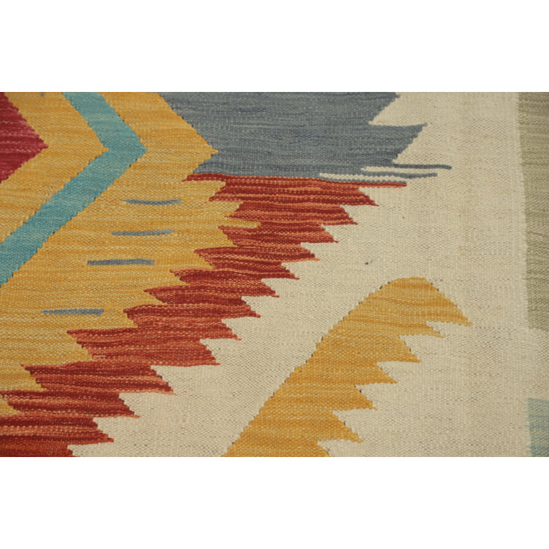 Tapis tribal en laine tissé à plat kilim 8 x 10