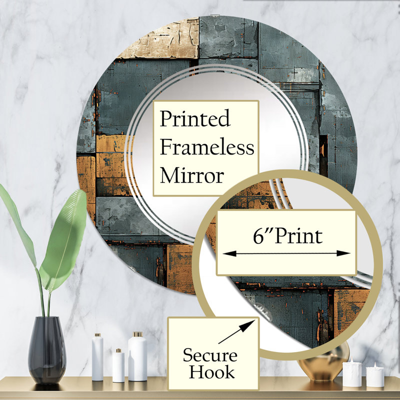Rakiura - Miroir mural moderne rond, 32 po x 32 po