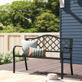 Farrelly Decorative Lattice Cast Iron 2-Person Outdoor Garden Bench