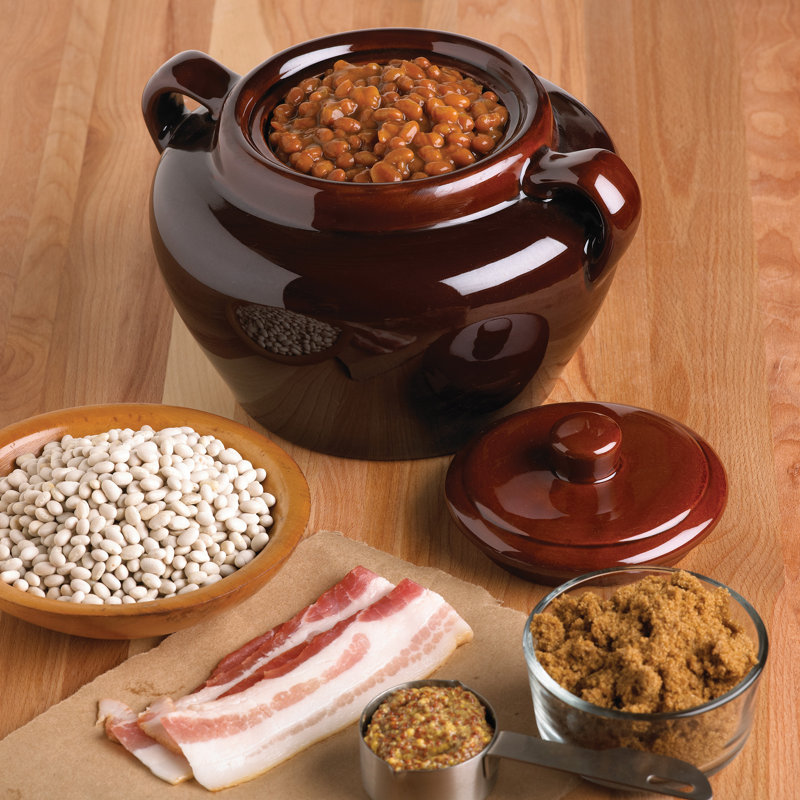 Fox Run 3.5-Quart Brown Ceramic Bean Pot with Lid