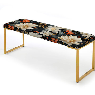 Banc floral rembourré or