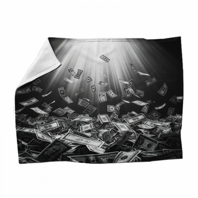 Money Fleece Throw Blanket - Finance Throws for Sofas or Beds