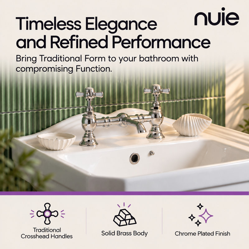 Esser Chrome Traditional Bridge Basin Mixer