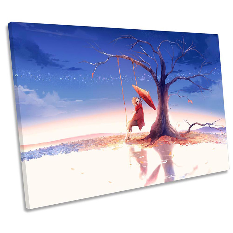 Z2849 Swing Tree Landscape Modern - Wrapped Canvas Print