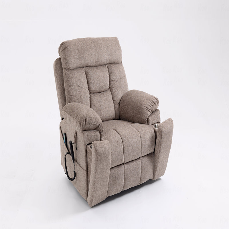 Old Age Electric Lift Chair, Flat High Density Foam Electric Sofa, With Heating And Massage Functions, Can Tilt To 180 Degrees, 2 Pocket Cup Holders, 2 Remote Controls, Dual OKIN Motors