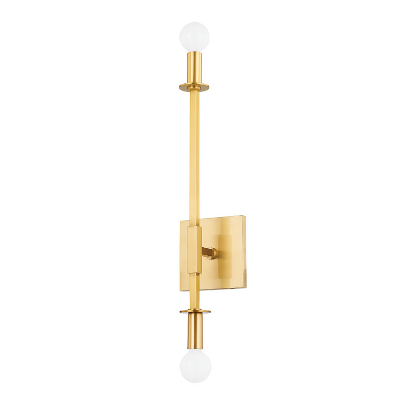 Milana 2 Light Wall Sconce, Aged Brass