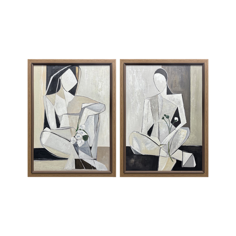 Petals & Portraits, ensemble de 2 reproductions d'art encadrées sur toile