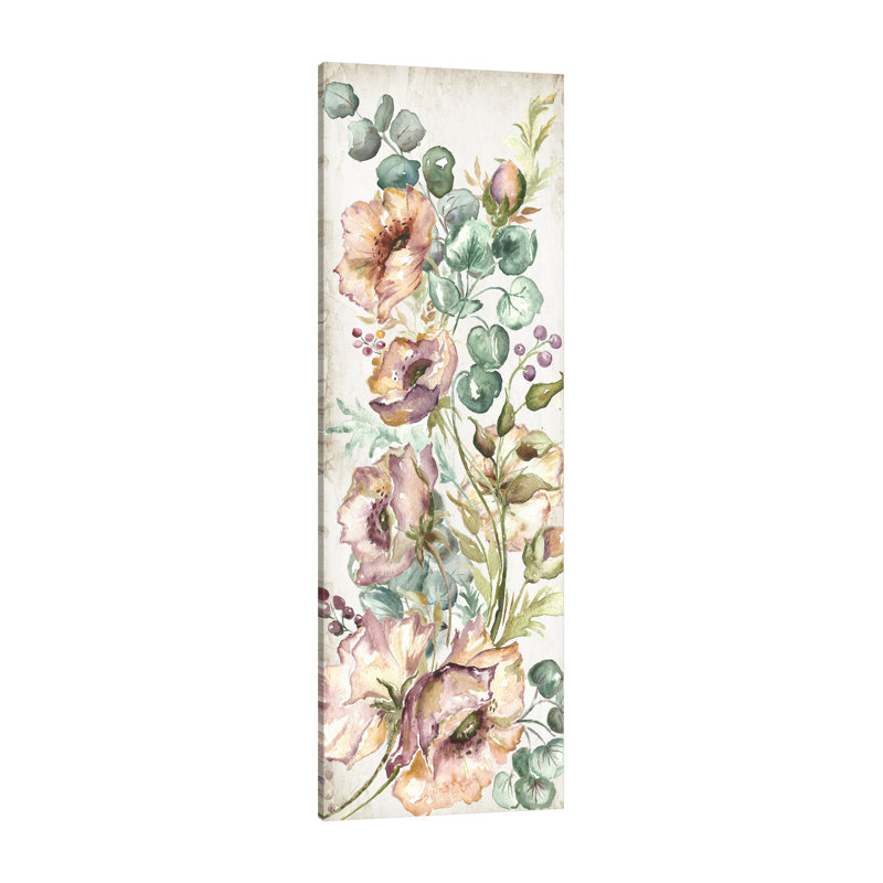 Blush Poppies - Wrapped Canvas Painting, 114 cm H x 38 cm W