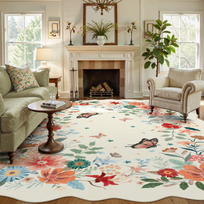 Tapis ultra-fin à motif floral Kaldi Boho