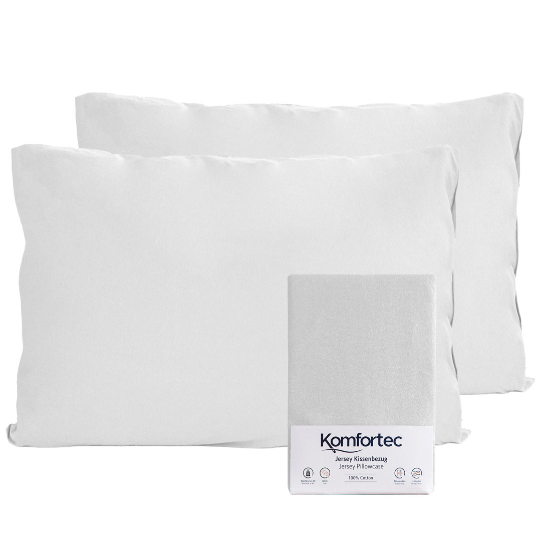 Komfortec 100% Baumwolle Kissenbezüge 2er Set 40x60 Cm, Superweicher Premium Jersey Kopfkissenbezug 150 G/m², Kissenhüll...