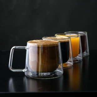 Tasse à café en verre à double paroi avec poignée 8,5 oz