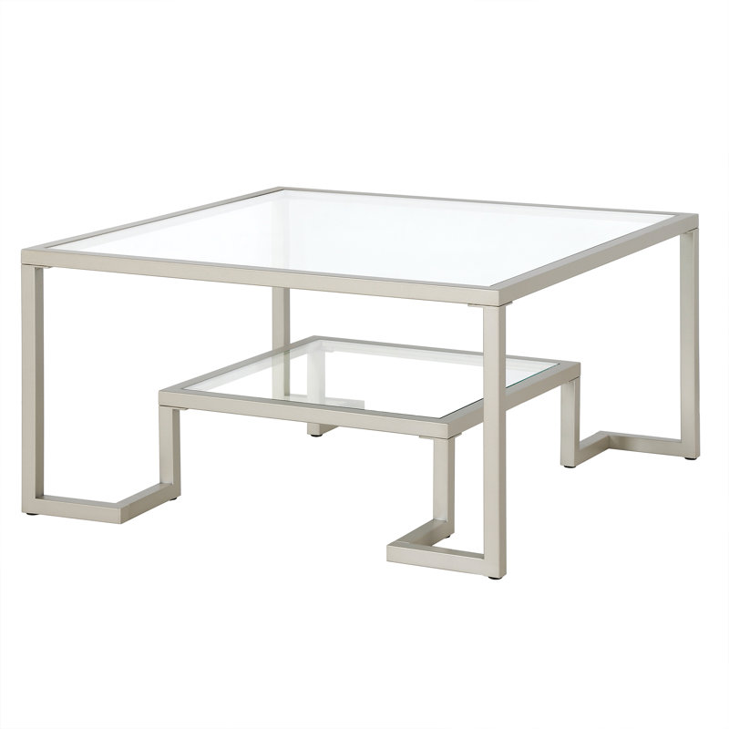 Table basse avec rangement Athena, Nickel satiné