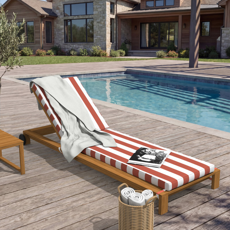 Outdoor Chaise Cushion With Sunbrella Fabric, 21" W x 78" D, Sunbrella® Refuge Coral