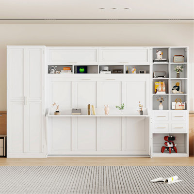 Lit escamotable, lit escamotable avec placard, tiroirs et tablettes