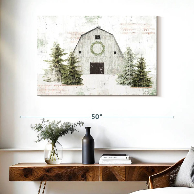 Lilie Wooded Holiday Barn, H 26 po x l 39 po