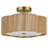 13" 3-Light Fabric Semi Flush Mount Ceiling Light in Brushed Brass-1077850944