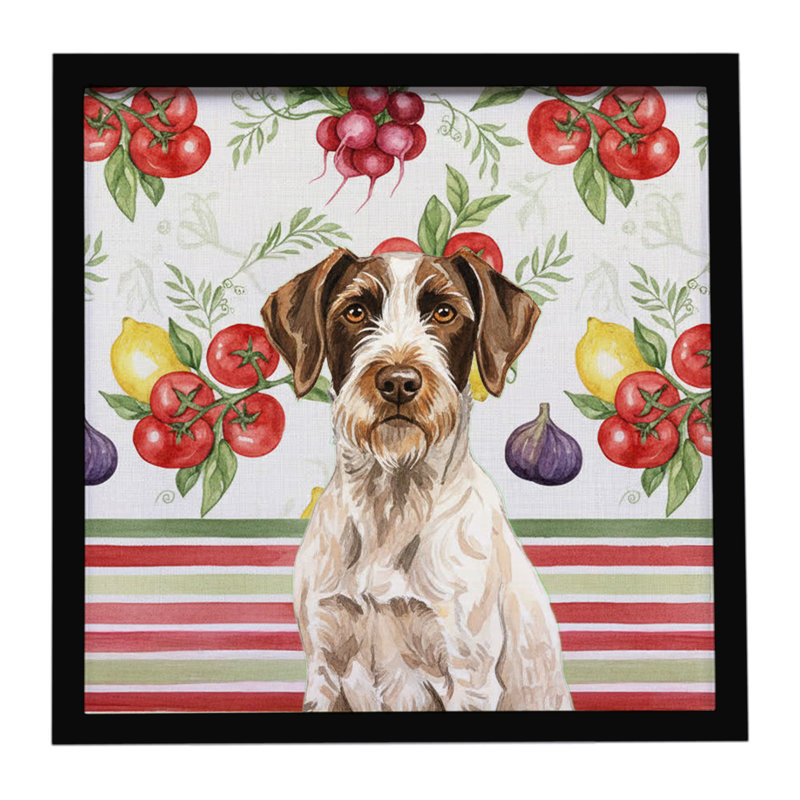 Liver and White German Wirehaired Pointer Vegetables Framed Metal Print