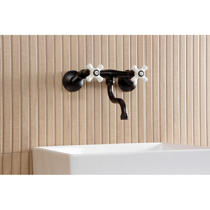 Kingston Brass Kingston Two-Handle 2-Hole Wall Mount Bathroom Faucet, Oil Rubbed Bronze