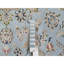 Tapis oriental rond bleu clair 7 pi 9 po x 7 pi 9 po Nain avec motif de médaillons de fleurs, laine douce et soie, velours doux, 250 KPSI
