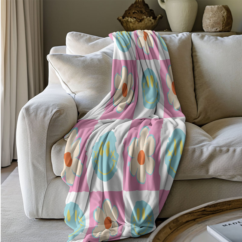 Funky Fun - Couverture en sherpa de qualité supérieure 1 pièce, L 60 po x L 80 po