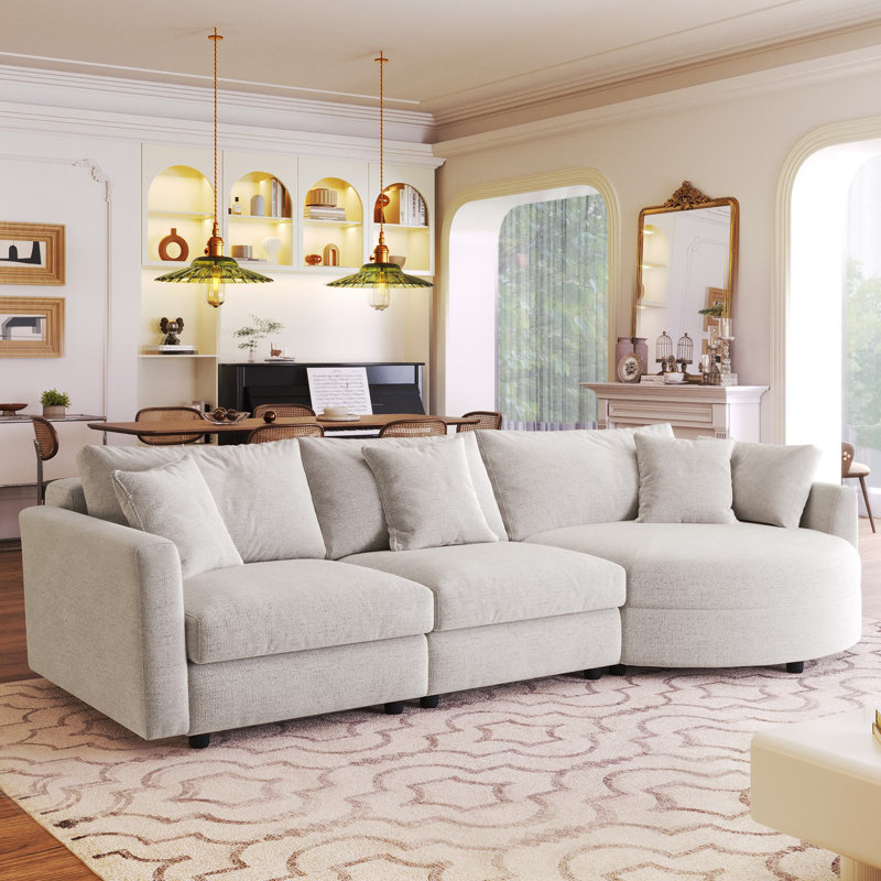 Canapé modulaire en chenille 105 po Gladon, Chenille beige