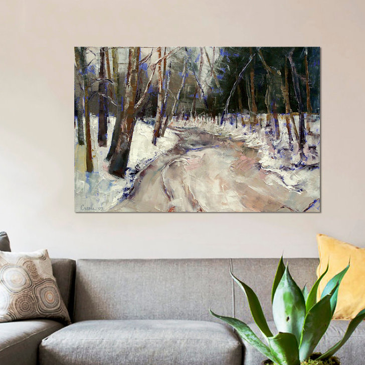 «Winter Creek» par Michael Creese - reproduction d'art sur toile tendue, H 16 po x l 24 po x P 1 po, Blanc