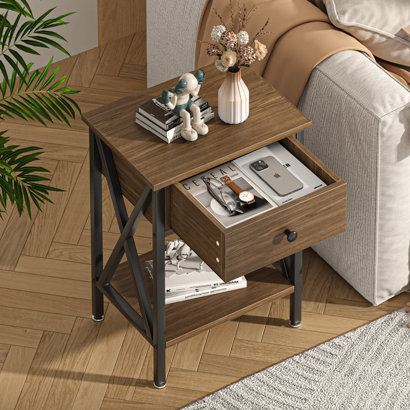 Demmer End Table with Storage, Slate