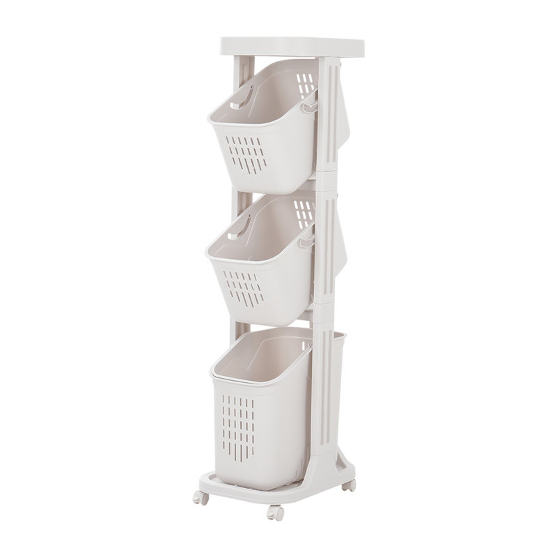 108.5cm H x 26cm W Utility Cart with Wheels, Ivory White